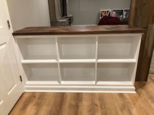 Custom built shelves, assembled by Pink Hammer Homes in NJ