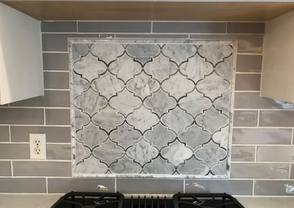 Brand new kitchen backsplash install in Denville, New Jersey.